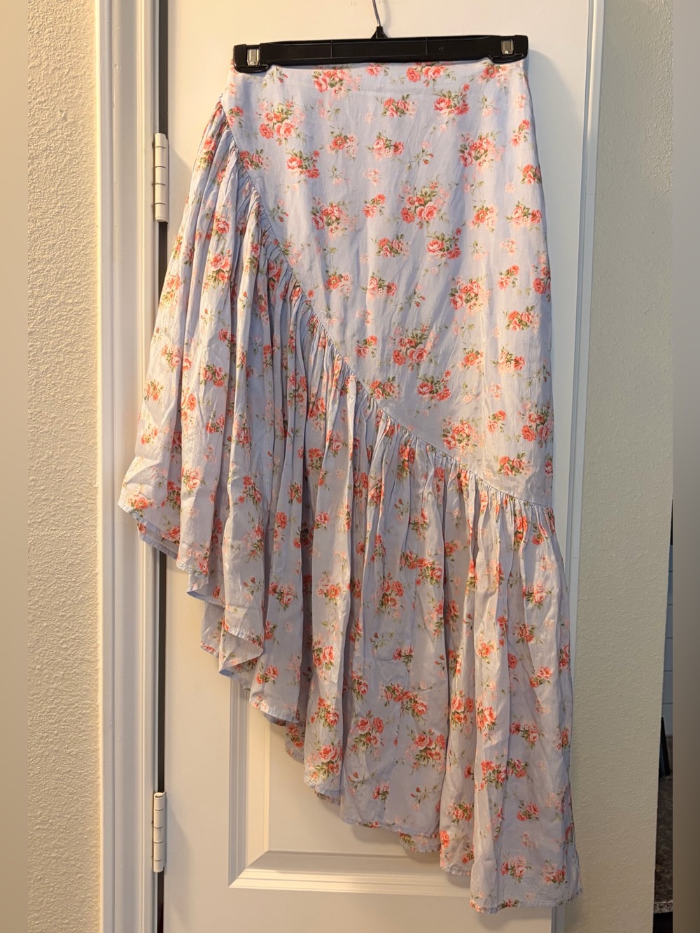 Abercrombie & Fitch Light Blue Floral Ruffle Maxi Skirt